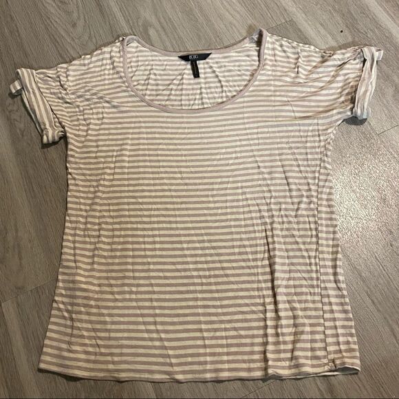 BCBG Paris striped button short sleeve blouse - Picture 1 of 7
